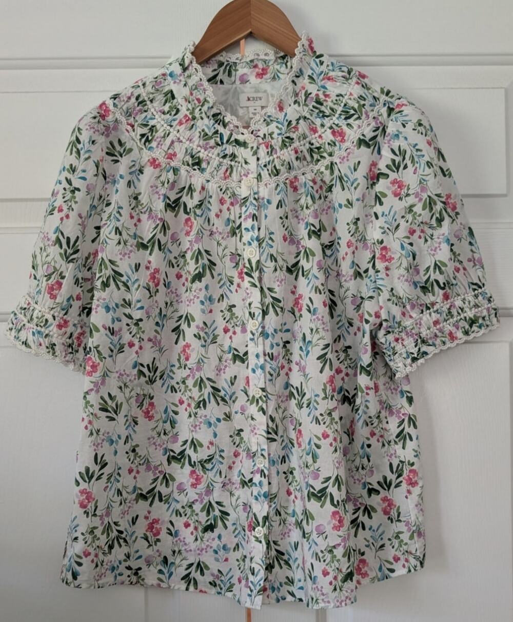 J. Crew Floral Smocked Top